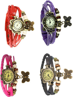

Kissu Vintage Rakhi Combo of 4 Red, Pink, Purple And Black Watch - For Women