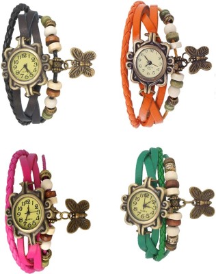 NS18 Vintage Butterfly Rakhi Combo of 4 Black, Pink, Orange And Green Analog Watch  - For Women   Watches  (NS18)