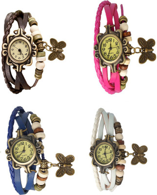 

Kissu Vintage Rakhi Combo of 4 Brown, Blue, Pink And White Watch - For Women