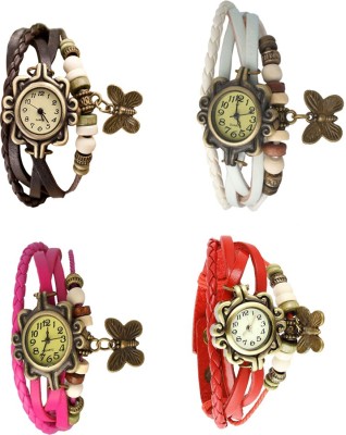 NS18 Vintage Butterfly Rakhi Combo of 4 Brown, Pink, White And Red Analog Watch  - For Women   Watches  (NS18)