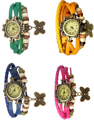 

Kissu Vintage Rakhi Combo of 4 Green, Blue, Yellow And Pink Watch - For Women