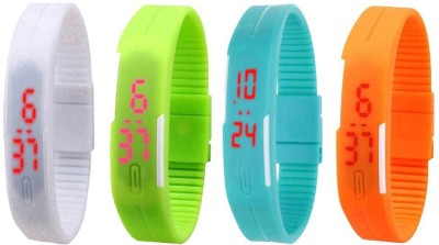 NS18 Silicone Led Magnet Band Combo of 4 White, Green, Sky Blue And Orange Digital Watch  - For Boys & Girls   Watches  (NS18)