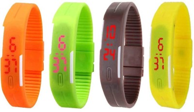 NS18 Silicone Led Magnet Band Combo of 4 Orange, Green, Brown And Yellow Digital Watch  - For Boys & Girls   Watches  (NS18)