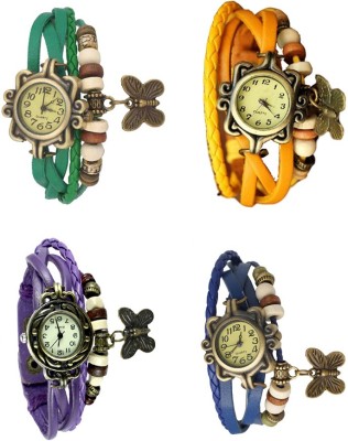 NS18 Vintage Butterfly Rakhi Combo of 4 Green, Purple, Yellow And Blue Analog Watch  - For Women   Watches  (NS18)