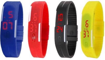 NS18 Silicone Led Magnet Band Combo of 4 Blue, Red, Black And Yellow Digital Watch  - For Boys & Girls   Watches  (NS18)