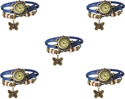 NS18 Vintage Butterfly Rakhi Combo of 5 Blue Analog Watch  - For Women   Watches  (NS18)