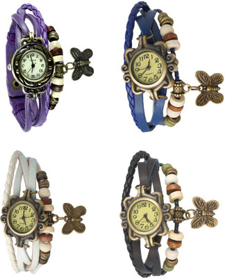 

Kissu Vintage Rakhi Combo of 4 Purple, White, Blue And Black Watch - For Women