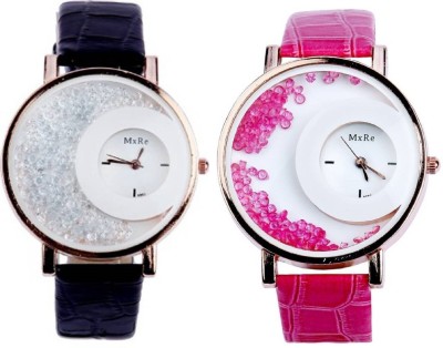 SPINOZA mxre black and pink movable diamond beads in dial watch for girls set of 2 Analog Watch  - For Women   Watches  (SPINOZA)