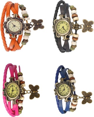 NS18 Vintage Butterfly Rakhi Combo of 4 Orange, Pink, Black And Blue Analog Watch  - For Women   Watches  (NS18)