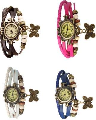 NS18 Vintage Butterfly Rakhi Combo of 4 Brown, White, Pink And Blue Analog Watch  - For Women   Watches  (NS18)