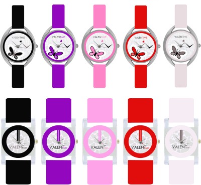 Valentime Designer Dial Stylish Collection New Latest Fashion Best Offer for Girl Diamond Studed Black Purple Pink Red White Analog Watch  - For Women   Watches  (Valentime)