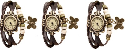 NS18 Vintage Butterfly Rakhi Watch Combo of 3 Brown, Brown And Brown Analog Watch  - For Women   Watches  (NS18)
