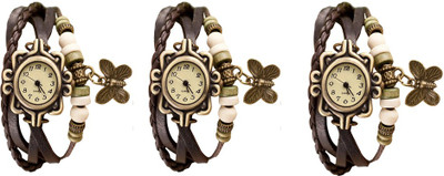 NS18 Vintage Butterfly Rakhi Watch Combo of 3 Brown, Brown And Brown Analog Watch  - For Women   Watches  (NS18)