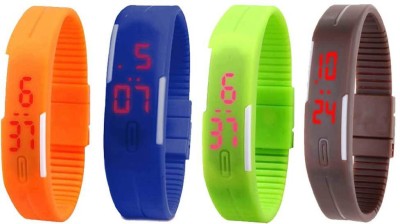 NS18 Silicone Led Magnet Band Combo of 4 Orange, Blue, Green And Brown Digital Watch  - For Boys & Girls   Watches  (NS18)