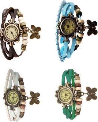 NS18 Vintage Butterfly Rakhi Combo of 4 Brown, White, Sky Blue And Green Analog Watch  - For Women   Watches  (NS18)