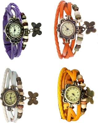 NS18 Vintage Butterfly Rakhi Combo of 4 Purple, White, Orange And Yellow Analog Watch  - For Women   Watches  (NS18)