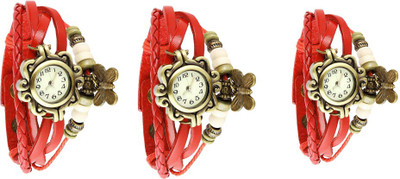 

Kissu Vintage Rakhi Watch Combo of 3 Red, Red And Red Watch - For Women