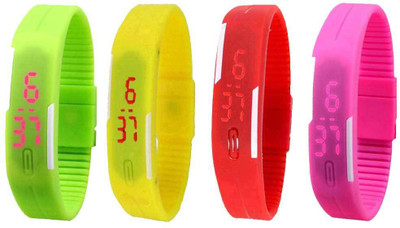 

Kissu Led Magnet Band Combo of 4 Green, Yellow, Red And Pink Watch - For Men & Women