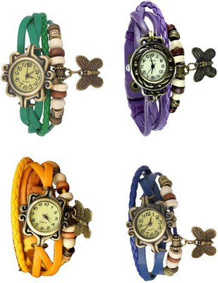 

NS18 Vintage Butterfly Rakhi Combo of 4 Green, Yellow, Purple And Blue Watch - For Women