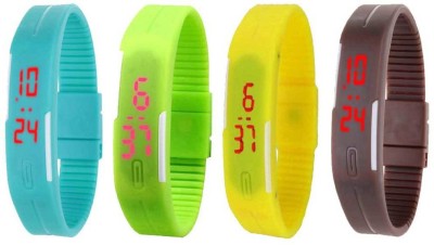 NS18 Silicone Led Magnet Band Combo of 4 Sky Blue, Green, Yellow And Brown Digital Watch  - For Boys & Girls   Watches  (NS18)