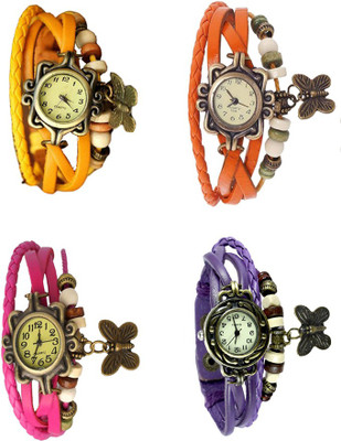

Kissu Vintage Rakhi Combo of 4 Yellow, Pink, Orange And Purple Watch - For Women