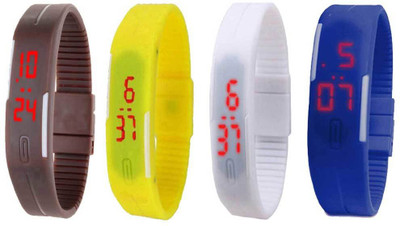 

Kissu Led Magnet Band Combo of 4 Brown, Yellow, White And Blue Watch - For Men & Women