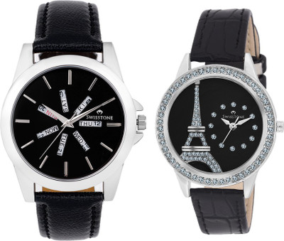 

SWISSTONE GR015-BLK-BLK & JEWELS-LR211-BLK Watch - For Couple