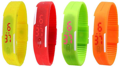 

Kissu Led Magnet Band Combo of 4 Yellow, Red, Green And Orange Watch - For Men & Women