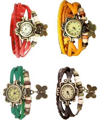 NS18 Vintage Butterfly Rakhi Combo of 4 Red, Green, Yellow And Brown Analog Watch  - For Women   Watches  (NS18)