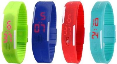 NS18 Silicone Led Magnet Band Watch Combo of 4 Green, Blue, Red And Sky Blue Digital Watch  - For Couple   Watches  (NS18)