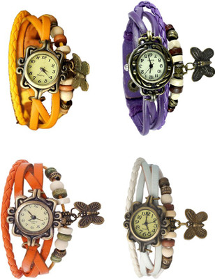 

NS18 Vintage Butterfly Rakhi Combo of 4 Yellow, Orange, Purple And White Watch - For Women