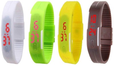 NS18 Silicone Led Magnet Band Combo of 4 White, Green, Yellow And Brown Digital Watch  - For Boys & Girls   Watches  (NS18)