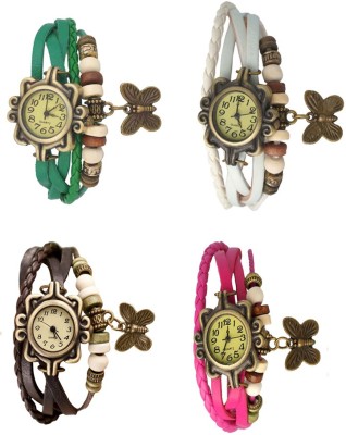 NS18 Vintage Butterfly Rakhi Combo of 4 Green, Brown, White And Pink Analog Watch  - For Women   Watches  (NS18)