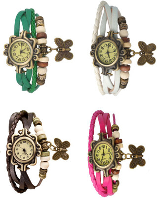 

Kissu Vintage Rakhi Combo of 4 Green, Brown, White And Pink Watch - For Women