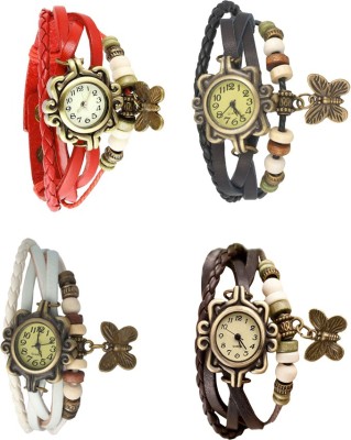NS18 Vintage Butterfly Rakhi Combo of 4 Red, White, Black And Brown Analog Watch  - For Women   Watches  (NS18)