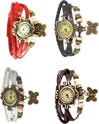 

NS18 Vintage Butterfly Rakhi Combo of 4 Red, White, Black And Brown Watch - For Women