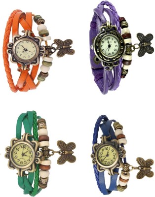 NS18 Vintage Butterfly Rakhi Combo of 4 Orange, Green, Purple And Blue Analog Watch  - For Women   Watches  (NS18)