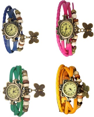 NS18 Vintage Butterfly Rakhi Combo of 4 Blue, Green, Pink And Yellow Analog Watch  - For Women   Watches  (NS18)