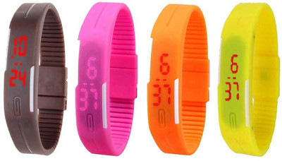 

Kissu Led Magnet Band Combo of 4 Brown, Pink, Orange And Yellow Watch - For Men & Women