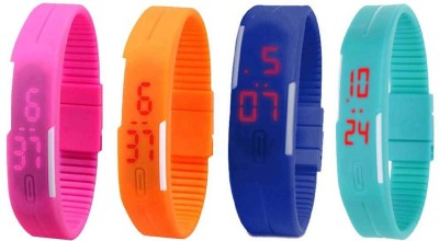 NS18 Silicone Led Magnet Band Watch Combo of 4 Pink, Orange, Blue And Sky Blue Digital Watch  - For Couple   Watches  (NS18)