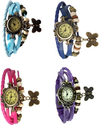 NS18 Vintage Butterfly Rakhi Combo of 4 Sky Blue, Pink, Blue And Purple Analog Watch  - For Women   Watches  (NS18)