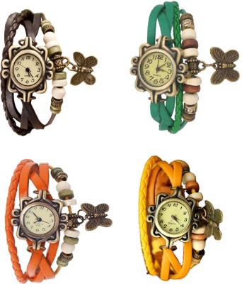 NS18 Vintage Butterfly Rakhi Combo of 4 Brown, Orange, Green And Yellow Analog Watch  - For Women   Watches  (NS18)