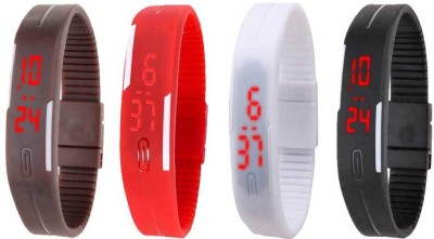 NS18 Silicone Led Magnet Band Combo of 4 Brown, Red, White And Black Digital Watch  - For Boys & Girls   Watches  (NS18)