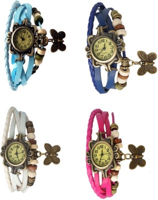 NS18 Vintage Butterfly Rakhi Combo of 4 Sky Blue, White, Blue And Pink Analog Watch  - For Women   Watches  (NS18)