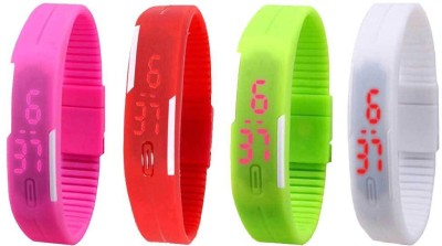 NS18 Silicone Led Magnet Band Combo of 4 Pink, Red, Green And White Digital Watch  - For Boys & Girls   Watches  (NS18)