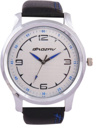 GROZAV White Dial Leather Strap Watch  - For Men   Watches  (GROZAV)