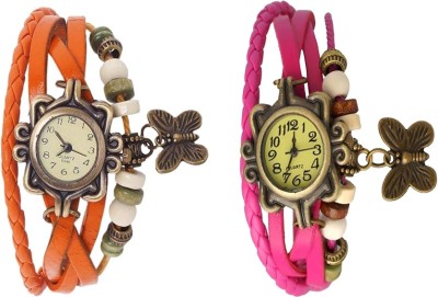 NS18 Vintage Butterfly Rakhi Watch Combo of 2 Orange And Pink Analog Watch  - For Women   Watches  (NS18)