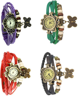

Kissu Vintage Rakhi Combo of 4 Purple, Red, Green And Black Watch - For Women