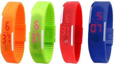 NS18 Silicone Led Magnet Band Combo of 4 Orange, Green, Red And Blue Digital Watch  - For Boys & Girls   Watches  (NS18)
