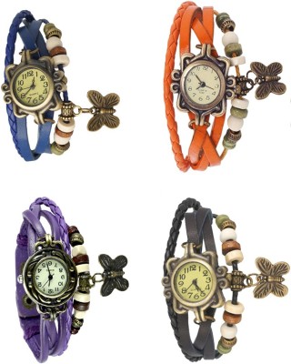 NS18 Vintage Butterfly Rakhi Combo of 4 Blue, Purple, Orange And Black Analog Watch  - For Women   Watches  (NS18)